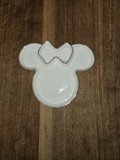 Minnie Mouse Ceramic Trinket Tray Jewelry Dish White With Gold Trim