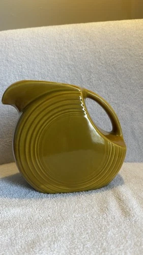 Vintage Fiesta Ironstone Antique Gold Disk Large Disc Pitcher