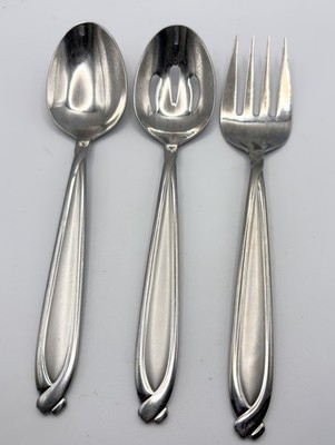3 Serving Set Hampton Silversmiths CONCORDE Stainless Meat Fork Slotted Spoon