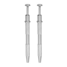 2Pcs 4-Claw Piercing Ball Grabber Stainless Steel Jeweler's Pick Up Tool, Silver
