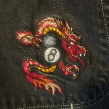 Vintage 90s JNCO Jeans Black 34x30 8 Ball Dragon Embroidered Lightly Worn