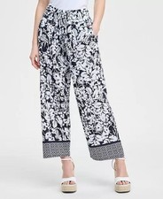 Tommy Hilfiger Women's Floral-Print Pull-On Wide-Leg Pants   Size L