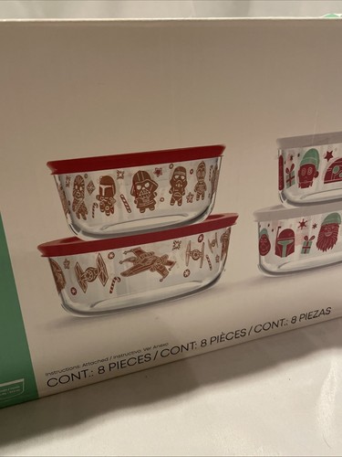 Pyrex Disney Star Wars 8 Piece Glass Storage Bowls Containers C3PO Vader Chewy - Picture 4 of 8