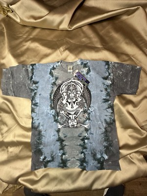 Vintage Deadstock Liquid Blue Skull Tie Dye t shirt XL Jester Grey Blue Y2K New