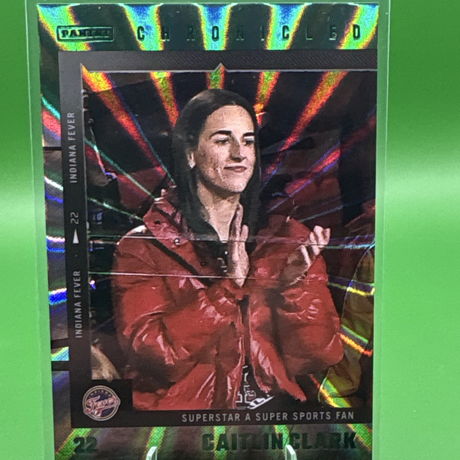 Caitlin Clark #58 GREEN LASER Chronicled Indiana Fever WNBA 