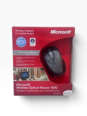 Microsoft Wireless Optical Mouse 3000 Tilt Wheel New Open Box For Inspection