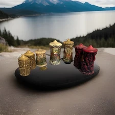 VTG Set Of 7 Handcrafted Hand Painted Wax Candles German Handarbeit Wachskunst