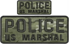  POLICE Us Marshal Embroidery Patches 4x10 and 2x5 hook multicam
