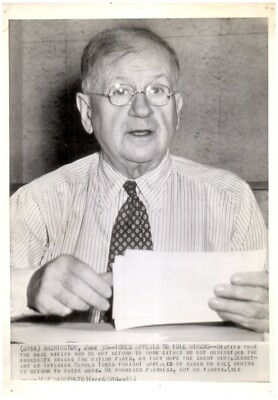 Secretary Interior Harold Ickes Idle Coal Miners Original Press Photo 8x11'' 1943