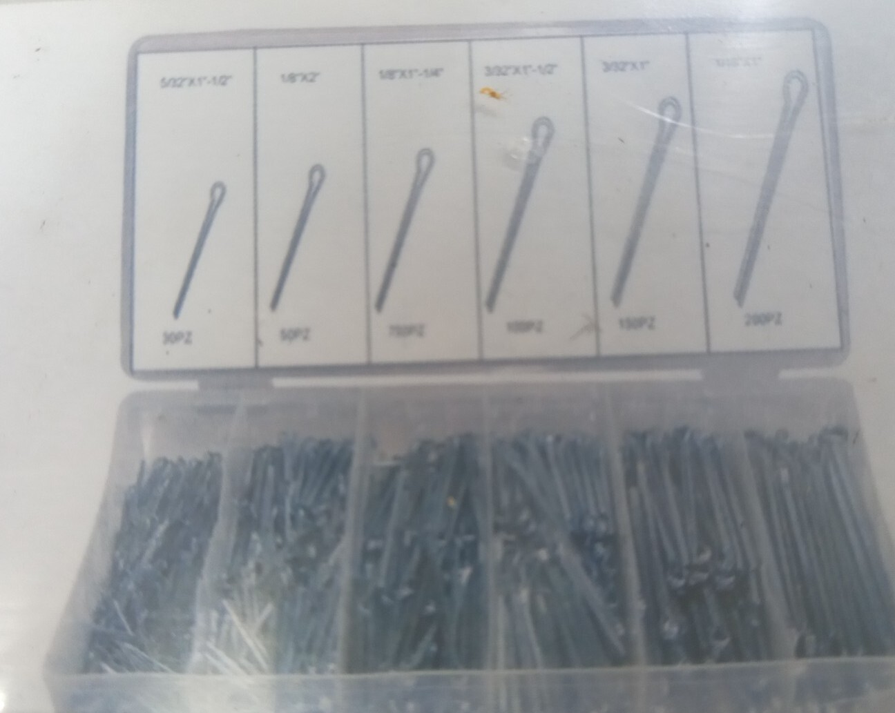 SET ASSORTIMENTO 555 COPPIGLIE PERNI FERMI DI SICUREZZA VARIE MISURE 555 PEZZI