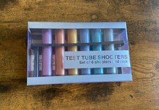Test Tube Shooters Set Of 6 Shooters And Rack Metallic Colors Brand New