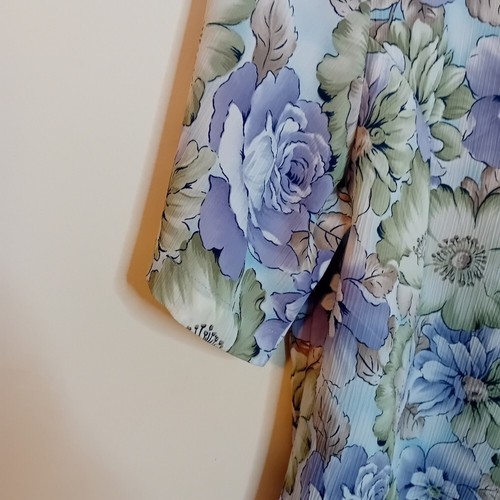 Women's Vintage 90s Alia Floral Pastel Button Down Blouse W ShoulderPads Size 12 - Picture 7 of 9
