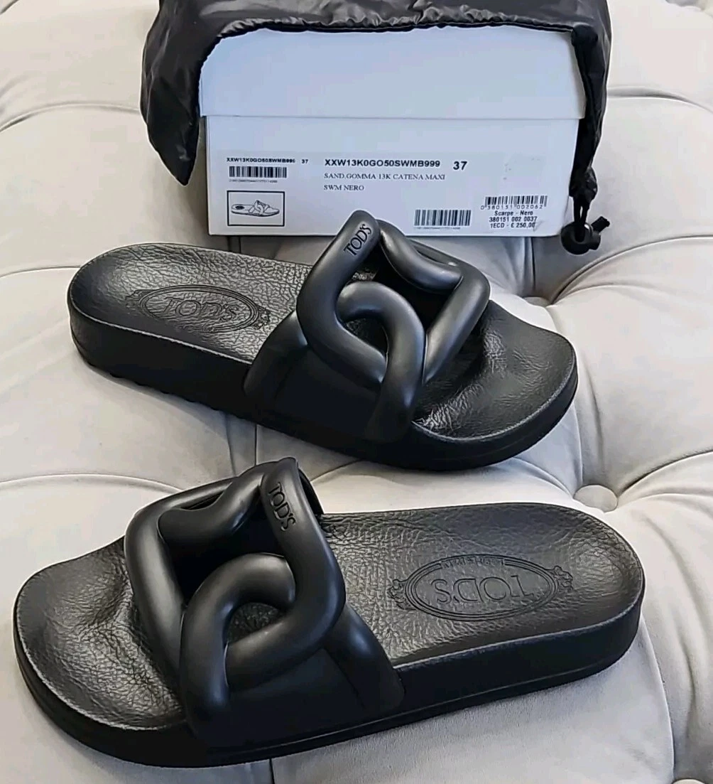 TOD’S Sandali bassi Tod's Gomma Nero spiaggia acquascivolo scarpe donna 37 7 $899