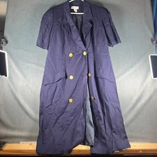 Saks Fifth Avenue Womens Trench Coat Size 22 Blue Short Sleeve Double Breasted