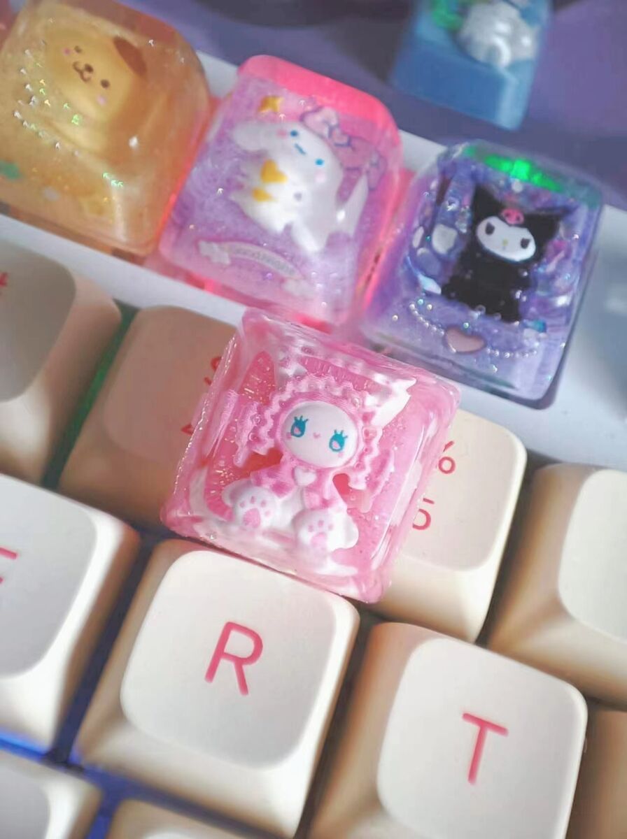 Sanrioed My Melody Kuromi Cinnamoroll Christmas Look Keyboard Cap Cross  Shaft Mechanical Keyboard Base Translucent ChristmasGift