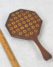 antique game board hand made inlaid 32 pieces 19th c hexagone solitaire 1800