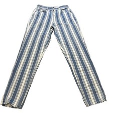 American Eagle Jeans Size 00 Womens Regular Size Blue Twill Striped Mom Jean