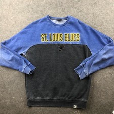 St Louis Blues Sweatshirt Womens Small Blue Yellow Spell Out Lace Hockey *