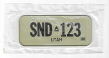 Sealed 1980 Cereal Prize Utah SND-123 Mini License Plate