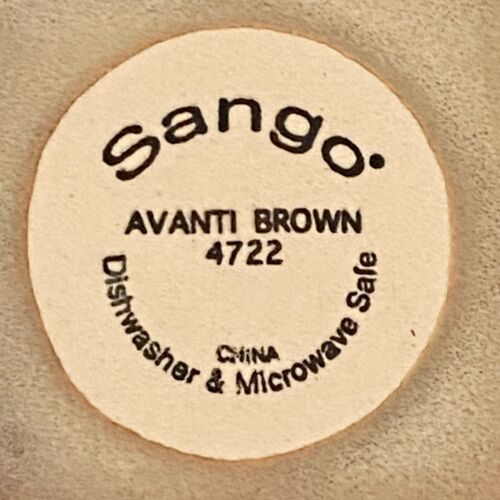 4 square dinner PLATES / SANGO Avanti Brown 4722 GLAZED beige brown olive blue - Picture 2 of 5