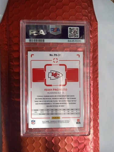 PH-31 2022 Chronicles Isiah Pacheco Rookie Photogenic Black /25 Graded PSA 8 - Picture 5 of 6