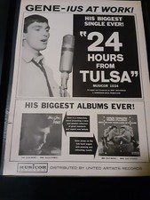 Gene Pitney 24 Hours From Tulsa Rare Original Promo Poster Ad Framed!
