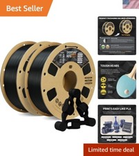 Premium 2-Pack 1.75mm PETG Filament for 3D Printers - 4.4lbs Black Spools