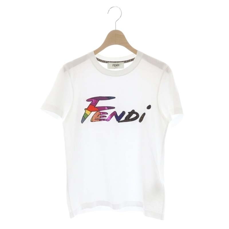 Fendi Logo T-shirt Cut and sewn Sequin Embroidery Woman
