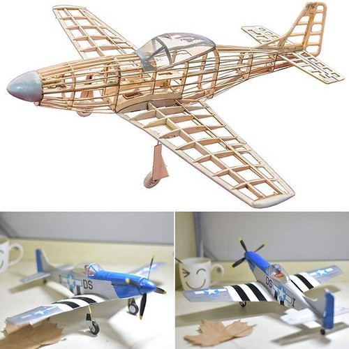 North American P-51D Mustang 419mm Wingspan Balsa Wood Model Plane Kit Tony Ray
