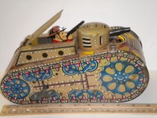 1930s WINDUP MARX SPARKLING DOUGHBOY POP-UP TANK TIN LRG 10" LONG CORRECT KEY