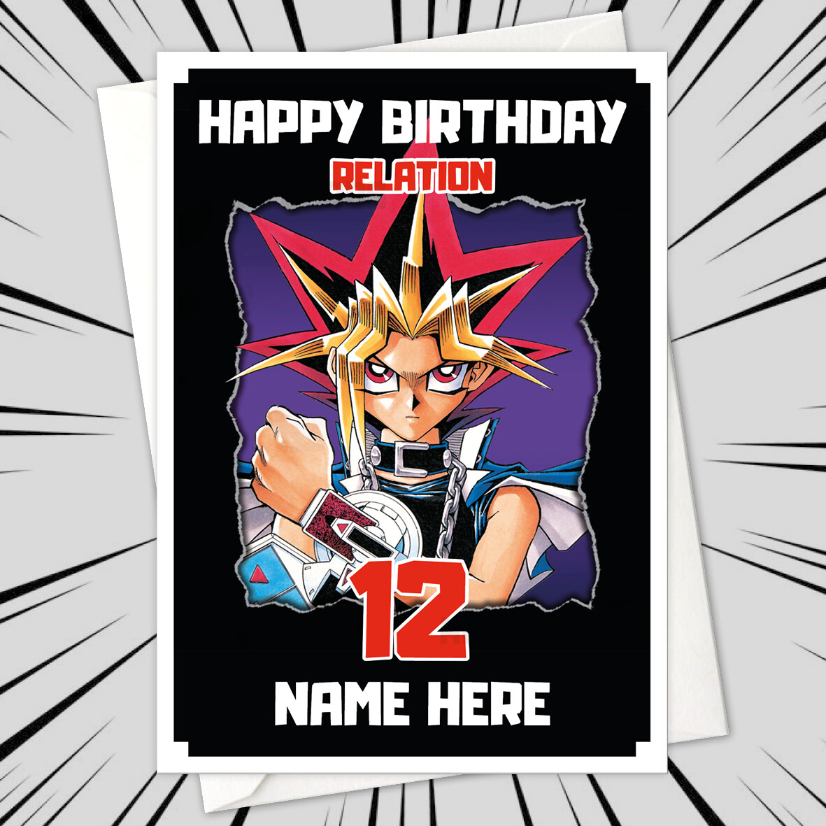 Personalised YUGI MUTO Birthday Card  personalized YU-GI-OH yugioh anime