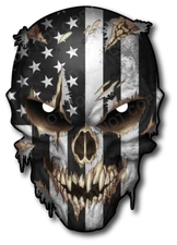 Black White USA American Flag Skull Sticker Decal for Car Truck Window Vehicle