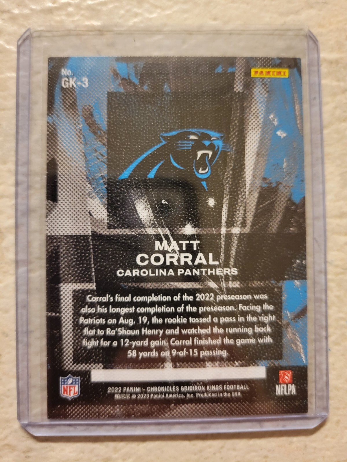 2022-panini-chronicles-gridiron-kings-matt-corral-gk-3-rc-for-sale
