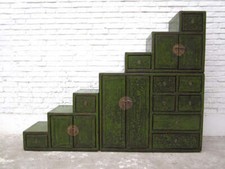 Asia große Stufen Kommode Schubladen antikgrüne Bemalung.Luxury Park