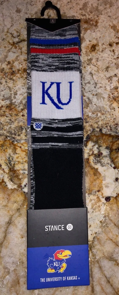 Calcetines STANCE University Kansas Jayhawks Varsity negros grises NUEVOS para hombre L 9-12 Foto 2 de 3
