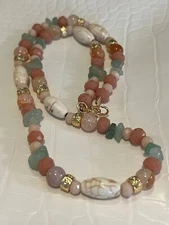 TheLux Design Sunstone Graduated Beaded Necklace Mixed Natural Gemstone Jewelry