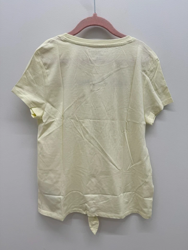 TOMMY HILFIGER GIRL sz 12-14 T-SHIRT YELLOW COTTON CREW NECK LOGO SUMMER NEW - Image 3 of 4