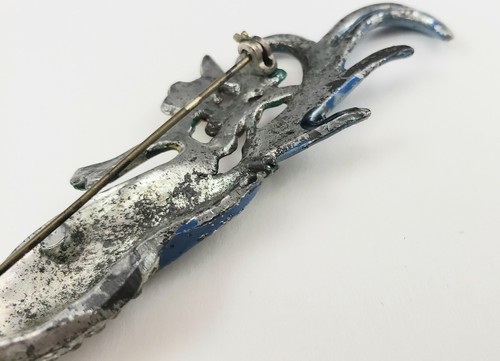 Vintage Unsigned CORO 1940's Cockatoo Bird of Paradise Enamel Rhinestone Brooch - Picture 7 of 8