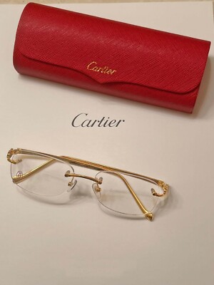 Cartier Panthere Eyeglasses Gold Rimless Optical Frames
