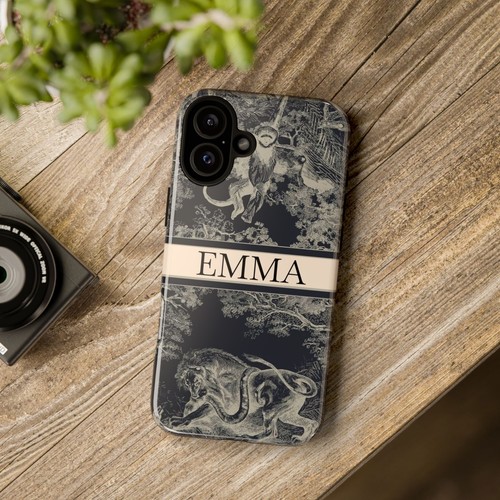 Custom Name Tough Phone Case with Lion & Monkey Design, Personalized Phone Cover - 第 36/263 張圖片