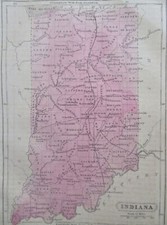 Indiana South Bend Rockport Indianapolis Fort Wayne 1859 Boynton mini state map