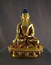 Buddhism Lord Shakyamuni Buddha Gold Plated Copper Statue Sculpture Nepal free