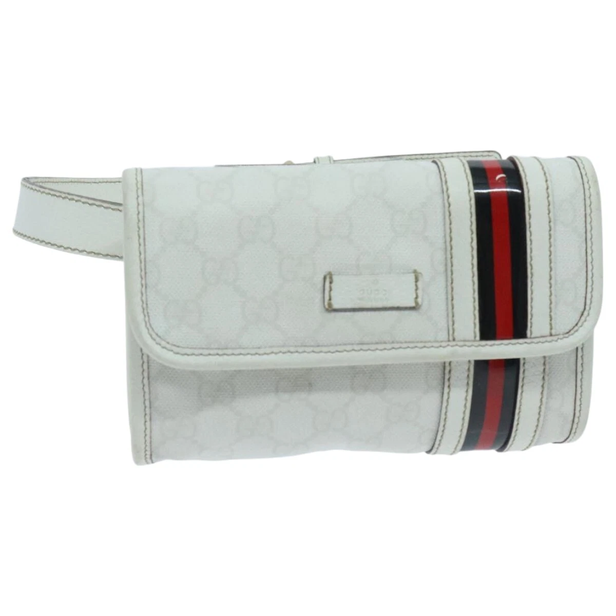 Sac taille GUCCI GG Supreme Sherry Line PVC blanc rouge marine 152597 authentique mr526