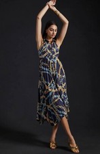 New Anthropologie Maeve Shirt dress Hanky Pleated Hem Dress Small