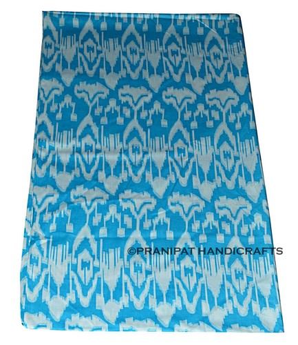 Indian Ikat Print Cotton Luxury Soft turquoise Boho Dress Making Fabric by Yard - Picture 5 of 5