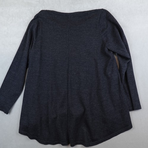 EILEEN FISHER Tunic Top Sweater Size Large Merino Wool Draping Pullover Gray L/S - Picture 6 of 7