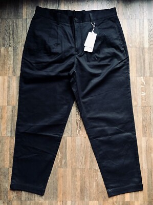 Mango Herren Loose Fit Baumwolle Hose In Schwarz Neu, Gr. 44