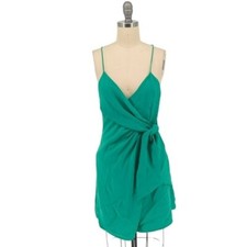 Alice + Olivia Faux Wrap Mini Dress Green 2 party cocktail sexy open back