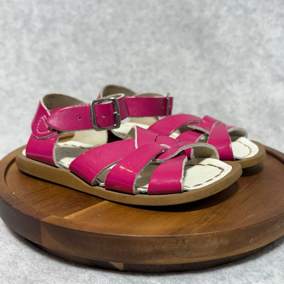 Salt Water Sandals Toddler 7 Pink Girls Leather Adjustable Buckle Straps Rubber - Image 2 of 4