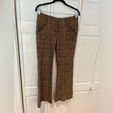 NWOT Alice + Olivia Brown Textured Tweed Flared Pants